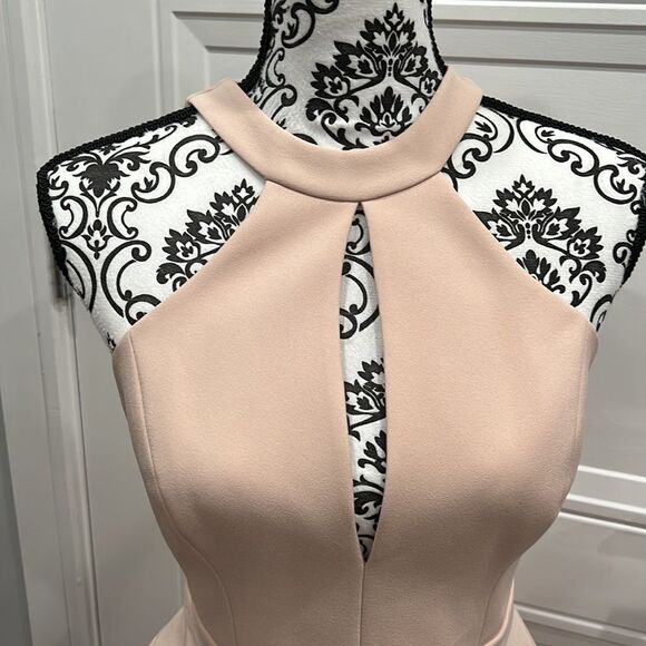 BCBGMaxazria Blush Pink Key Hole Tiered Mini Dress Size 8 NWOT - Picture 3 of 11